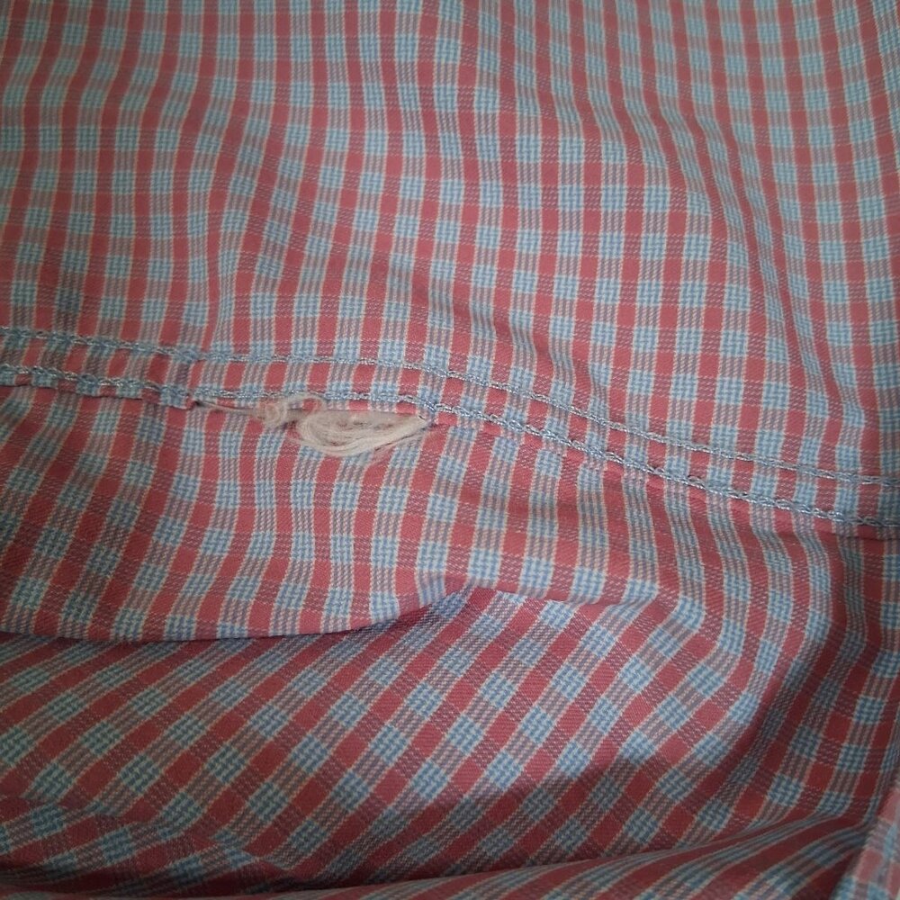 UNTUCKit Shirt Men Large Performance Stretch Short Sleeve Blue Pink Plaid - Picture 8 of 11